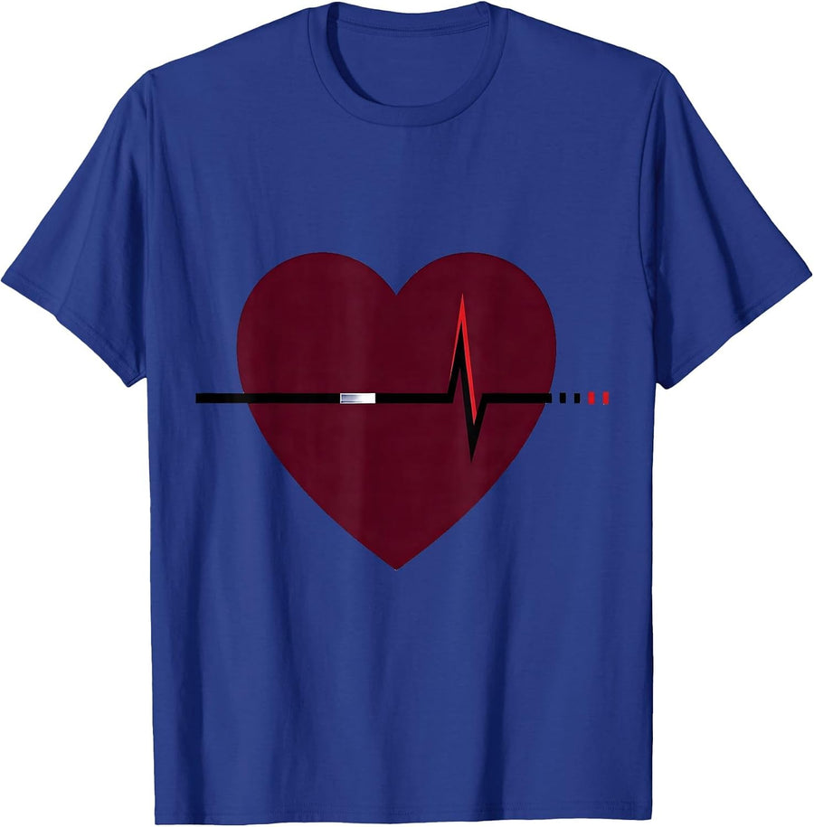 Heartbeat Rhythm Line Clinical Humor Cardiology Nurse Gift T-Shirt - Royal Blue
