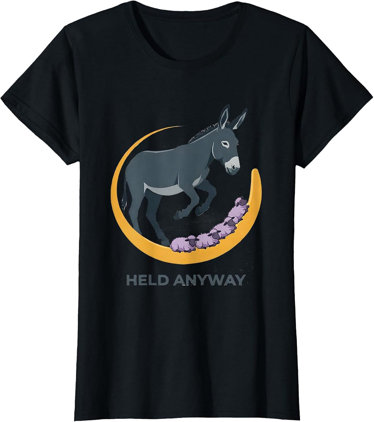 Held Anyway Flat Vector Christian Faith Psalm 23 Lost Sheep T-Shirt - Black