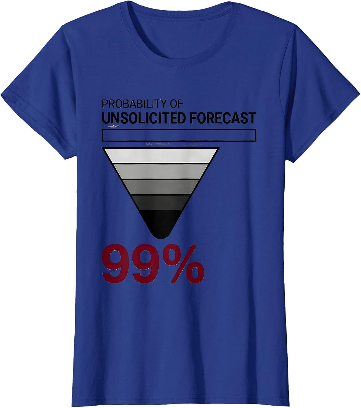 Women's Probability Of Unsolicited Forecast: 99% Meteorology Humor T-Shirt - Royal Blue