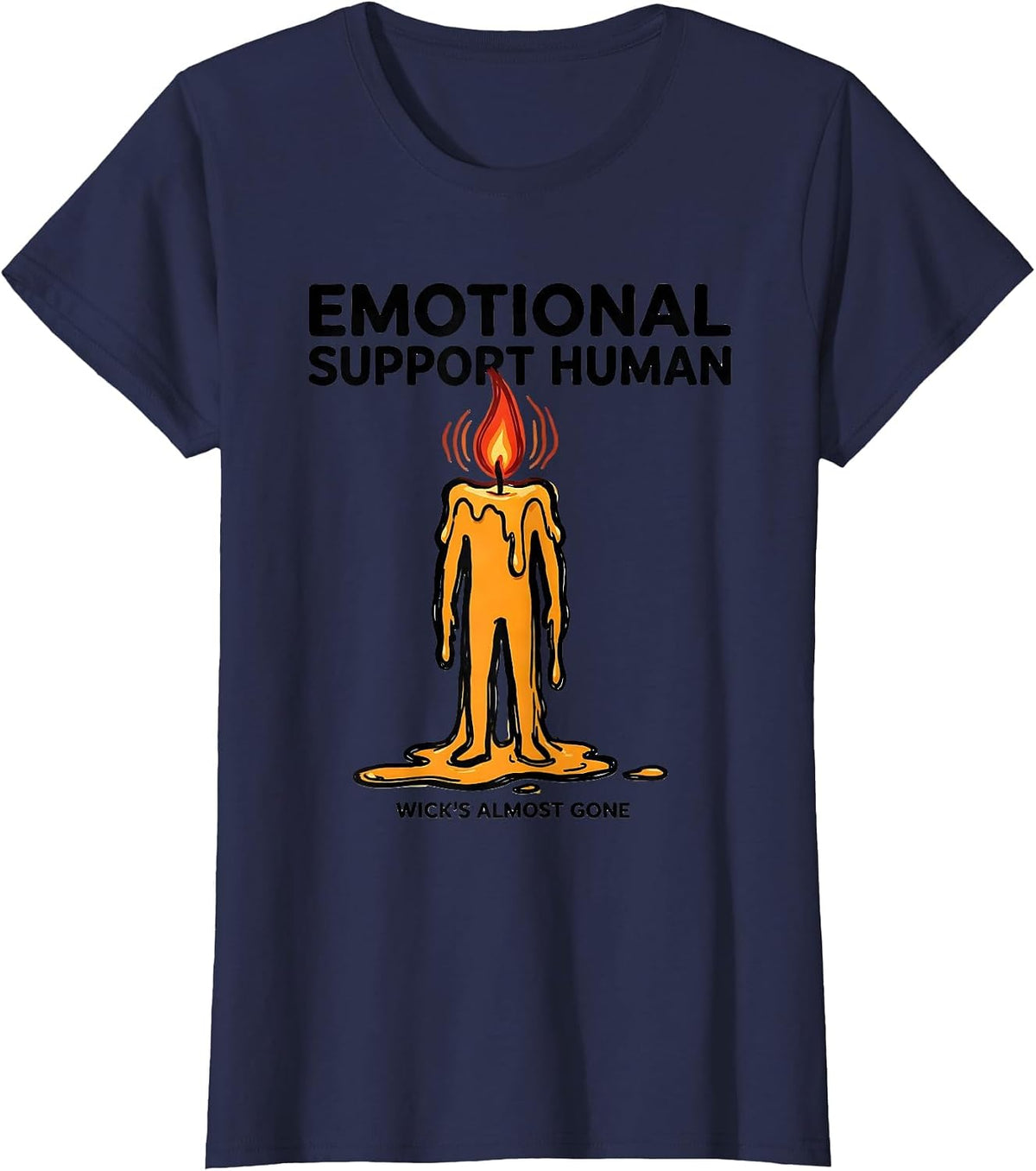 Women's Emotional Support Human, Wick's Almost Gone Funny T-Shirt - Navy Blue