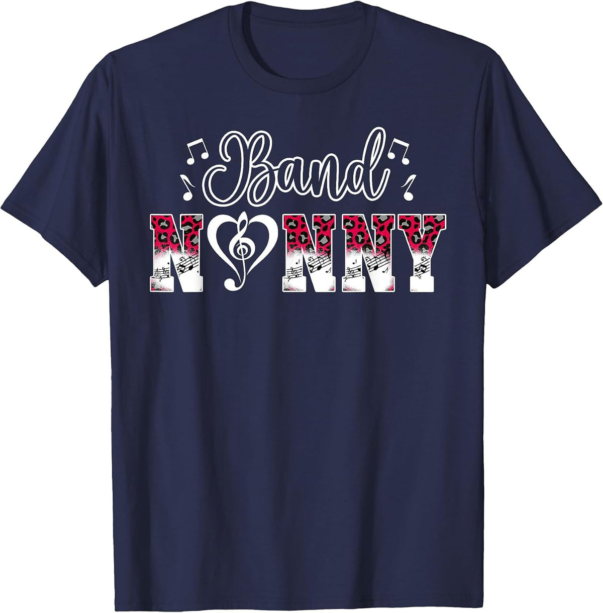 Band Nanny Leopard Marching Band Nanny Grandma T-Shirt - Navy Blue
