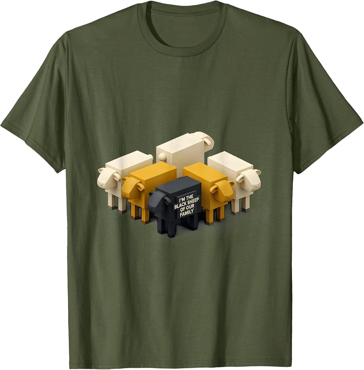 I'm The Black Sheep Of Our Family Geometric Humor T-Shirt - Olive Green