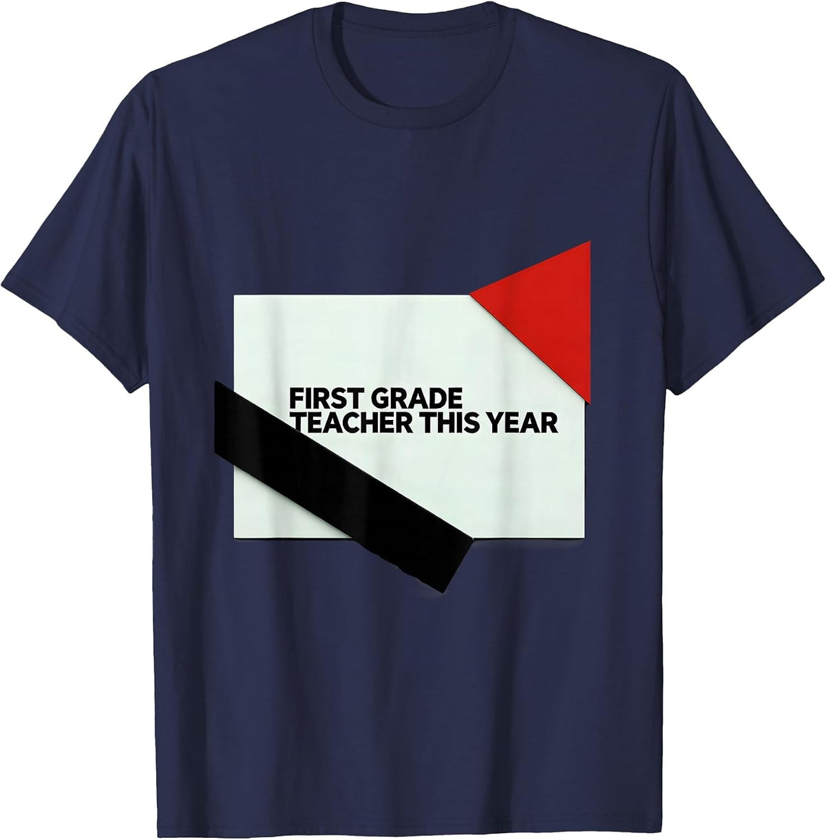 First Grade Teacher This Year Wholesome Bauhaus Back T-Shirt - Navy Blue