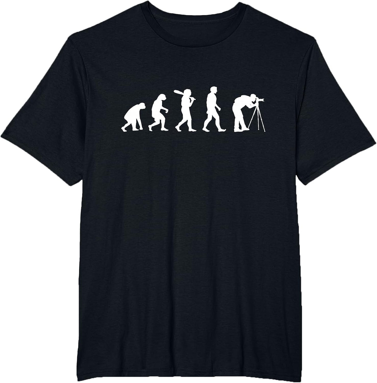 Photographer Evolution Camera Joke Funny Photography T-Shirt - Black