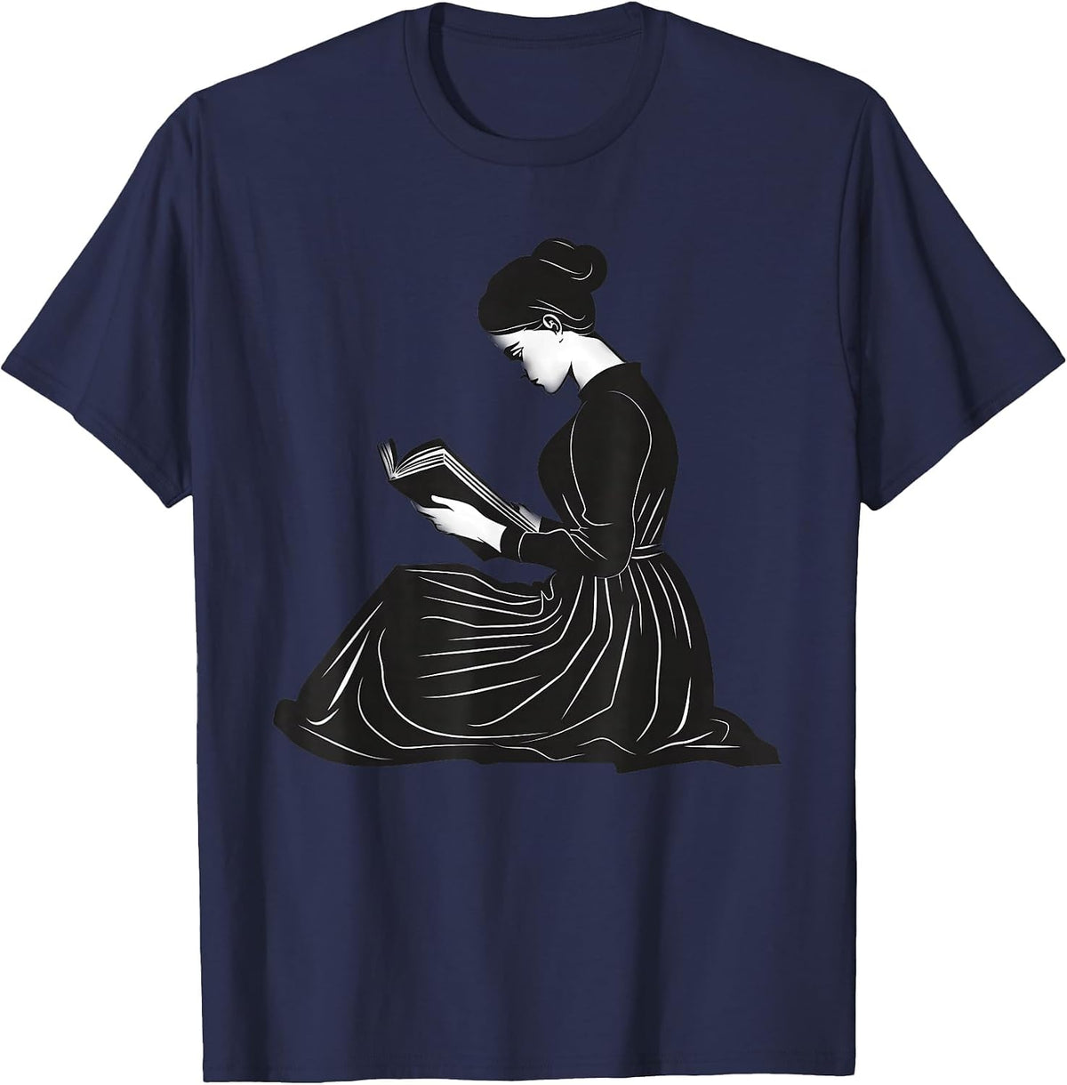 Emily Dickinson Reading A Book T-Shirt - Navy Blue