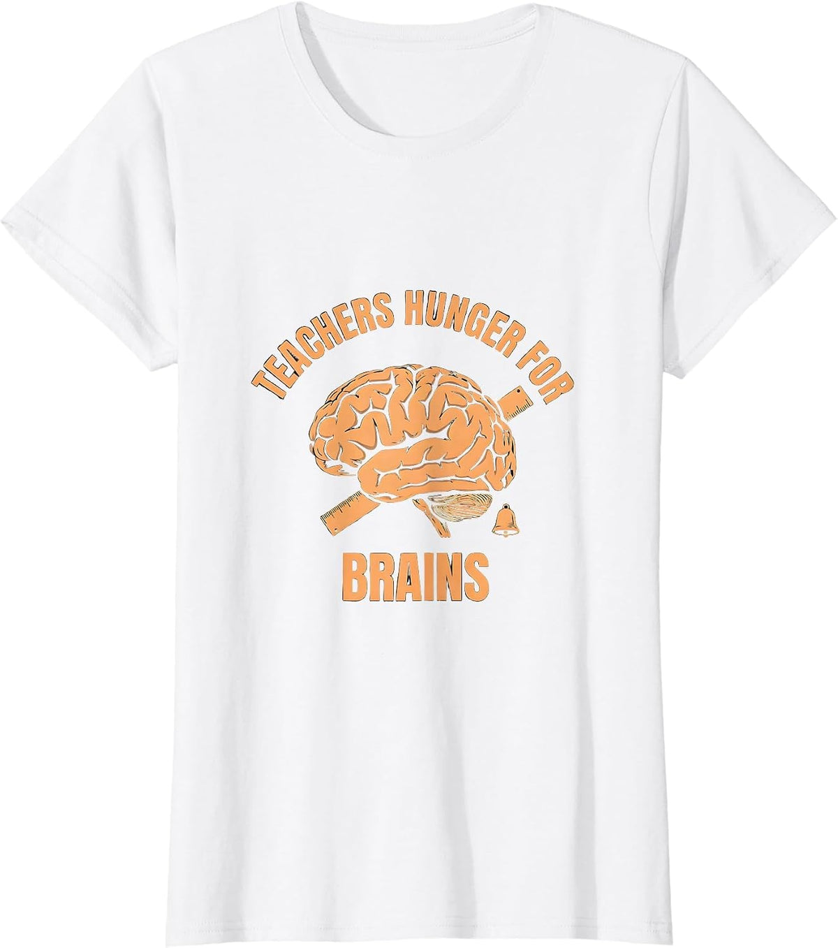 Teachers Hunger For Brains Funny Zombie Halloween Teacher T-Shirt - White