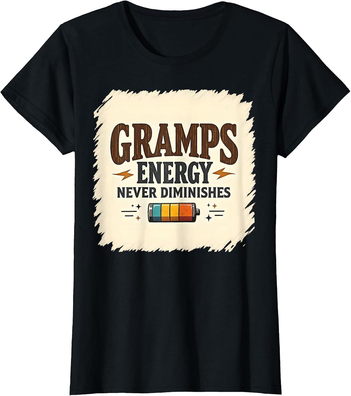 Gramps Energy Never Diminishes Grandpa Design T-Shirt - Black