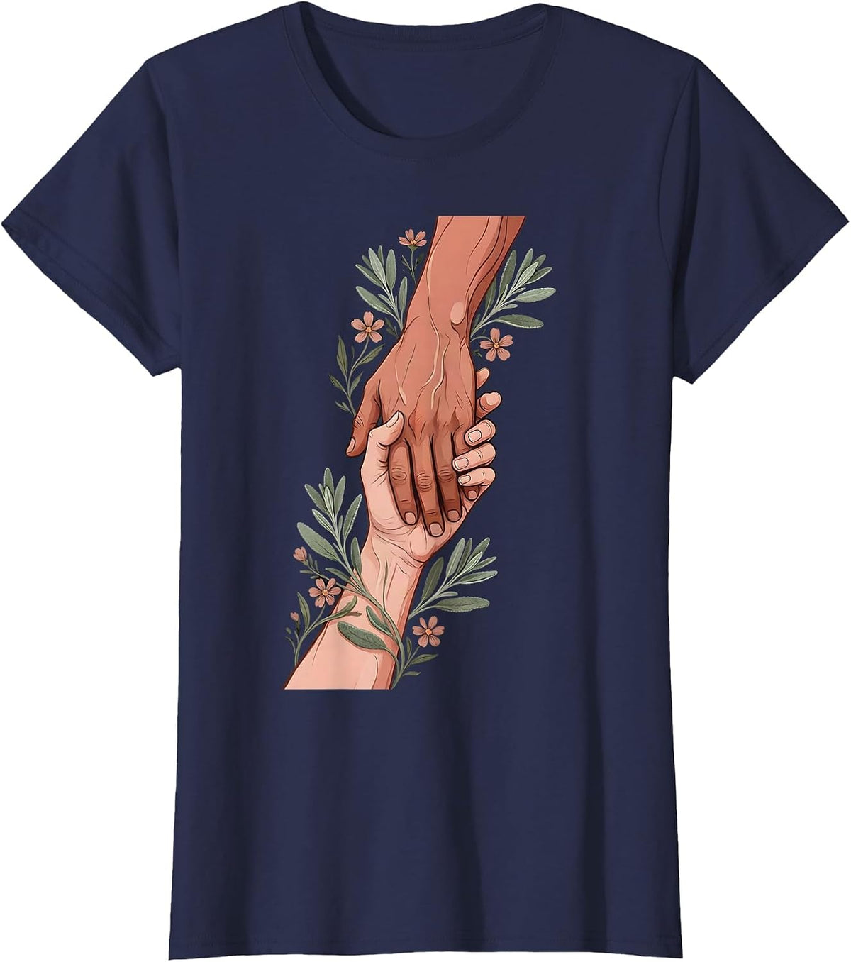 Women's Social Worker Helping Hand Graphic Design T-Shirt - Navy Blue