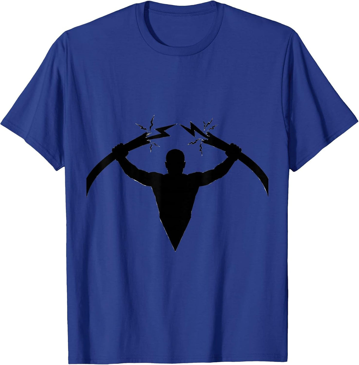Electrician Holding Live Wires Graphic Design T-Shirt - Royal Blue