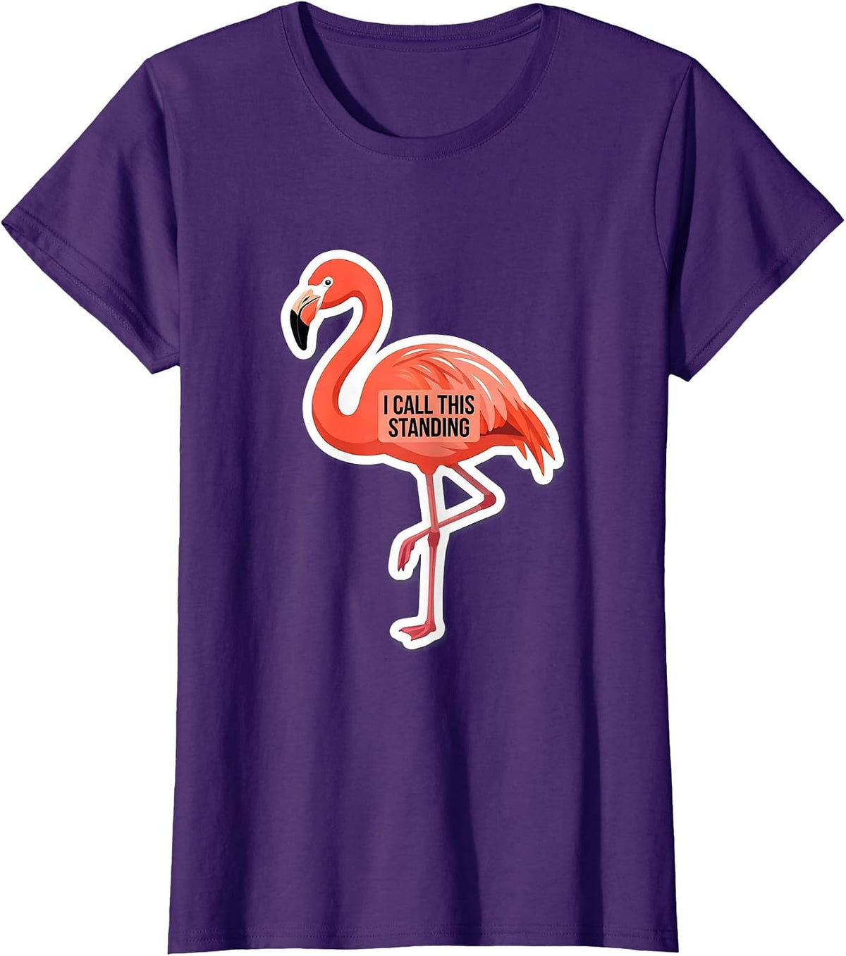 Women's I Call This Standing Funny Flamingo Novelty Gift For Bird T-Shirt - Purple