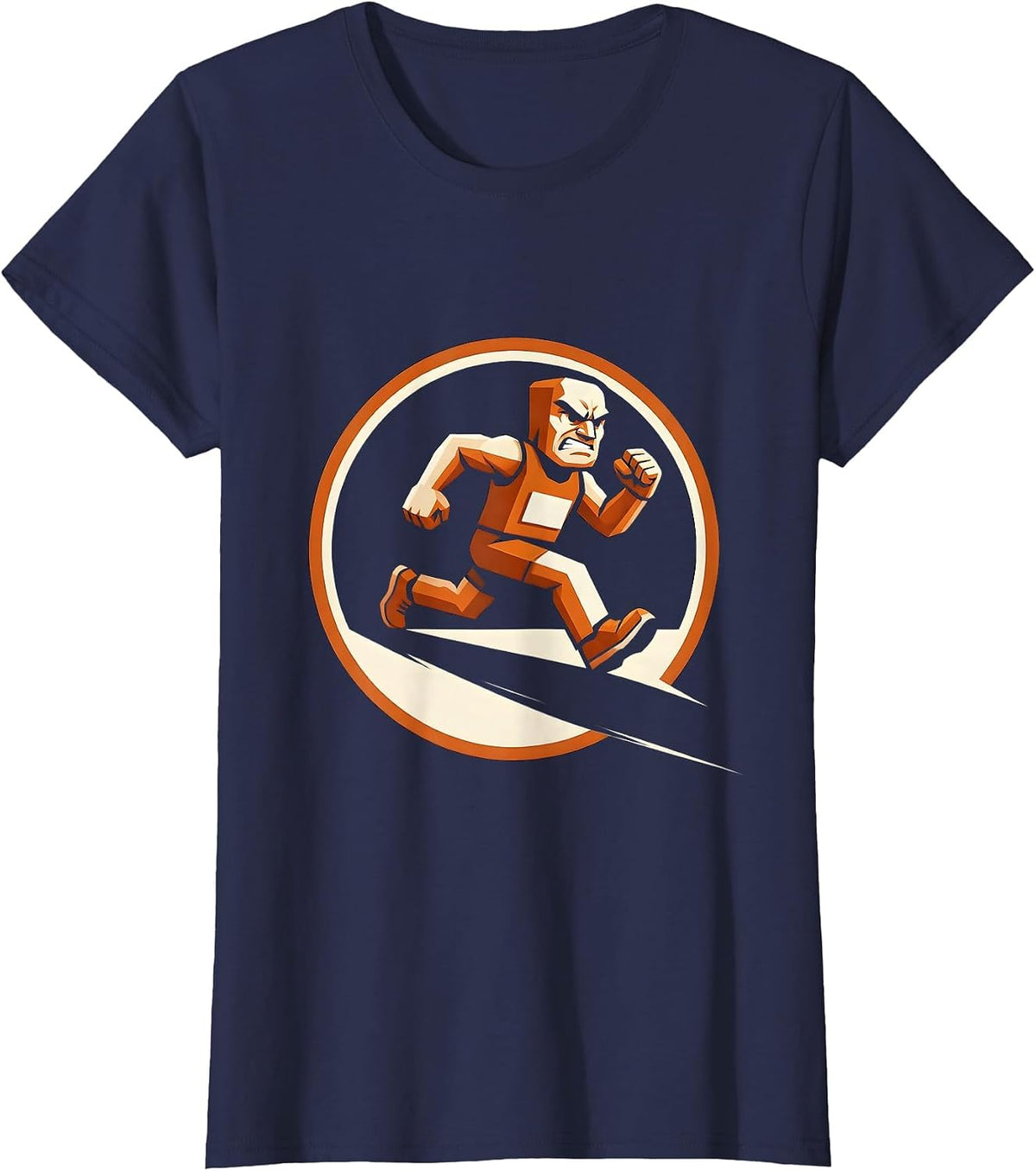 Women's Marathon Runner Shadow Silhouette Running Graphic T-Shirt - Navy Blue