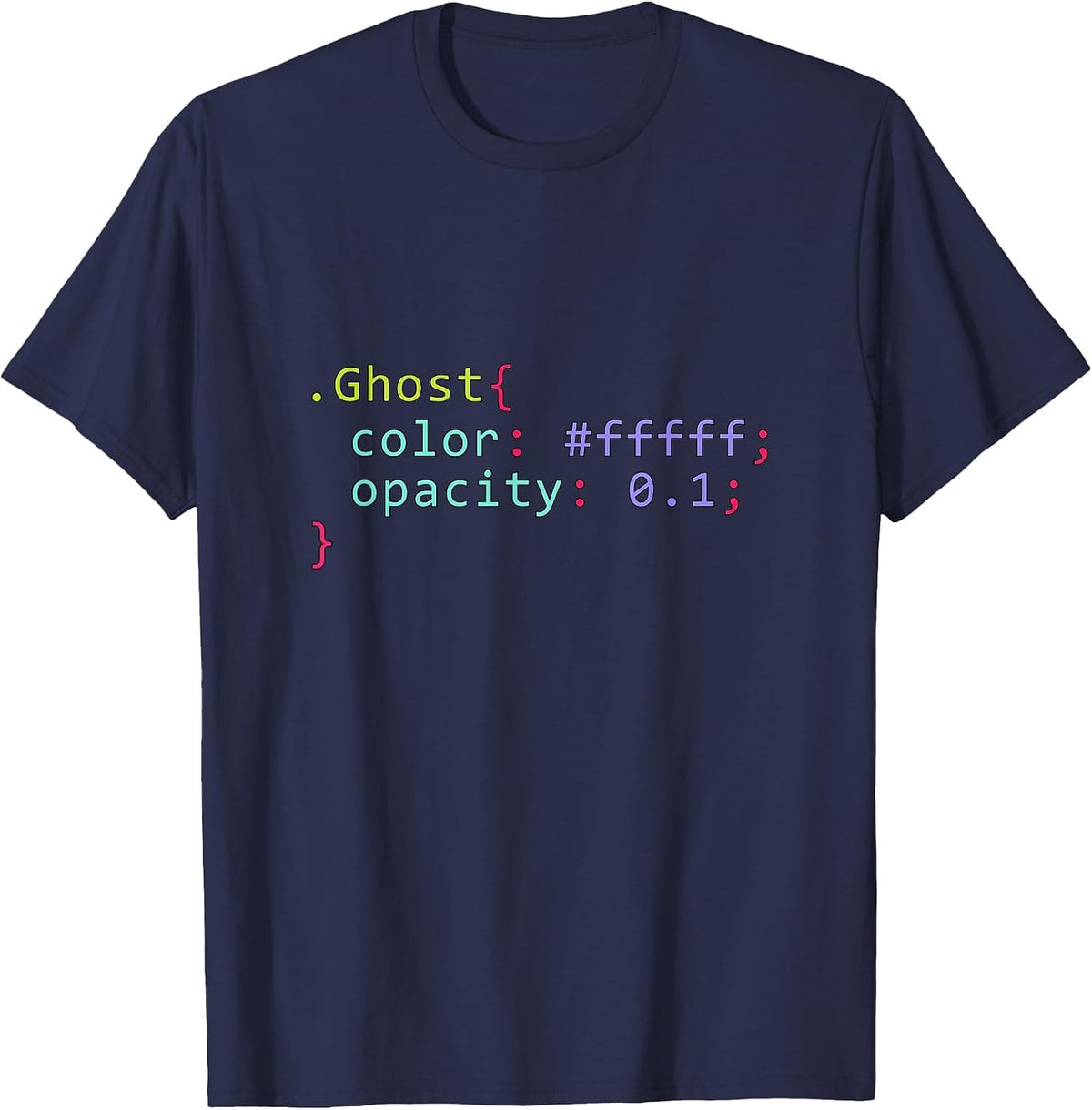 Ghost in CSS Format Code for a Ghost of Programmers T-Shirt - Navy Blue