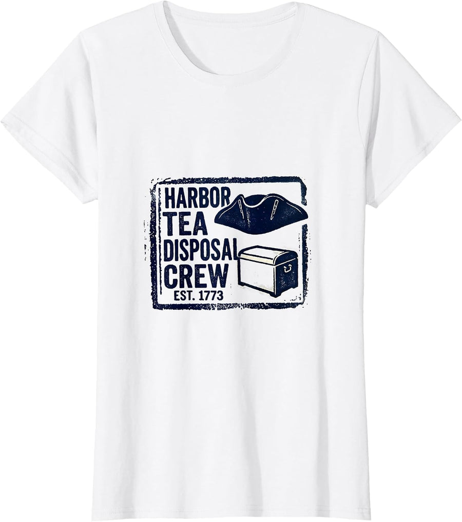 Women's Harbor Tea Disposal Crew Est. 1773 Funny History Teacher 4th T-Shirt - White