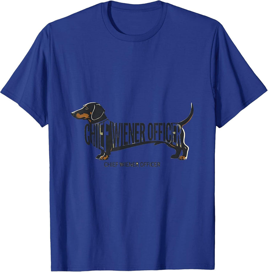 Chief Wiener Officer Funny Dachshund Dog Mom Humor T-Shirt - Royal Blue