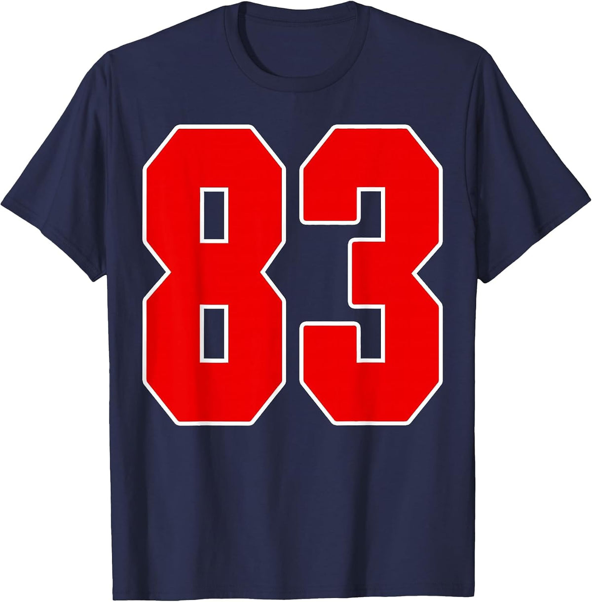 Red Number 83 Jersey Big #83 Uniform Favorite Player T-Shirt - Navy Blue