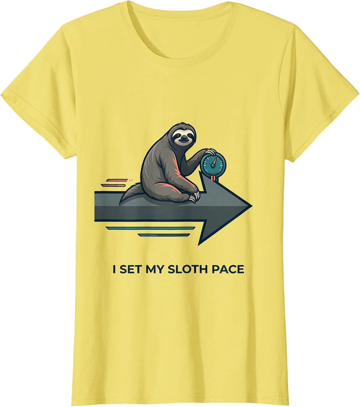 I Set My Sloth Pace Funny Sloth Lover Humor Gift T-Shirt - Lemon Yellow