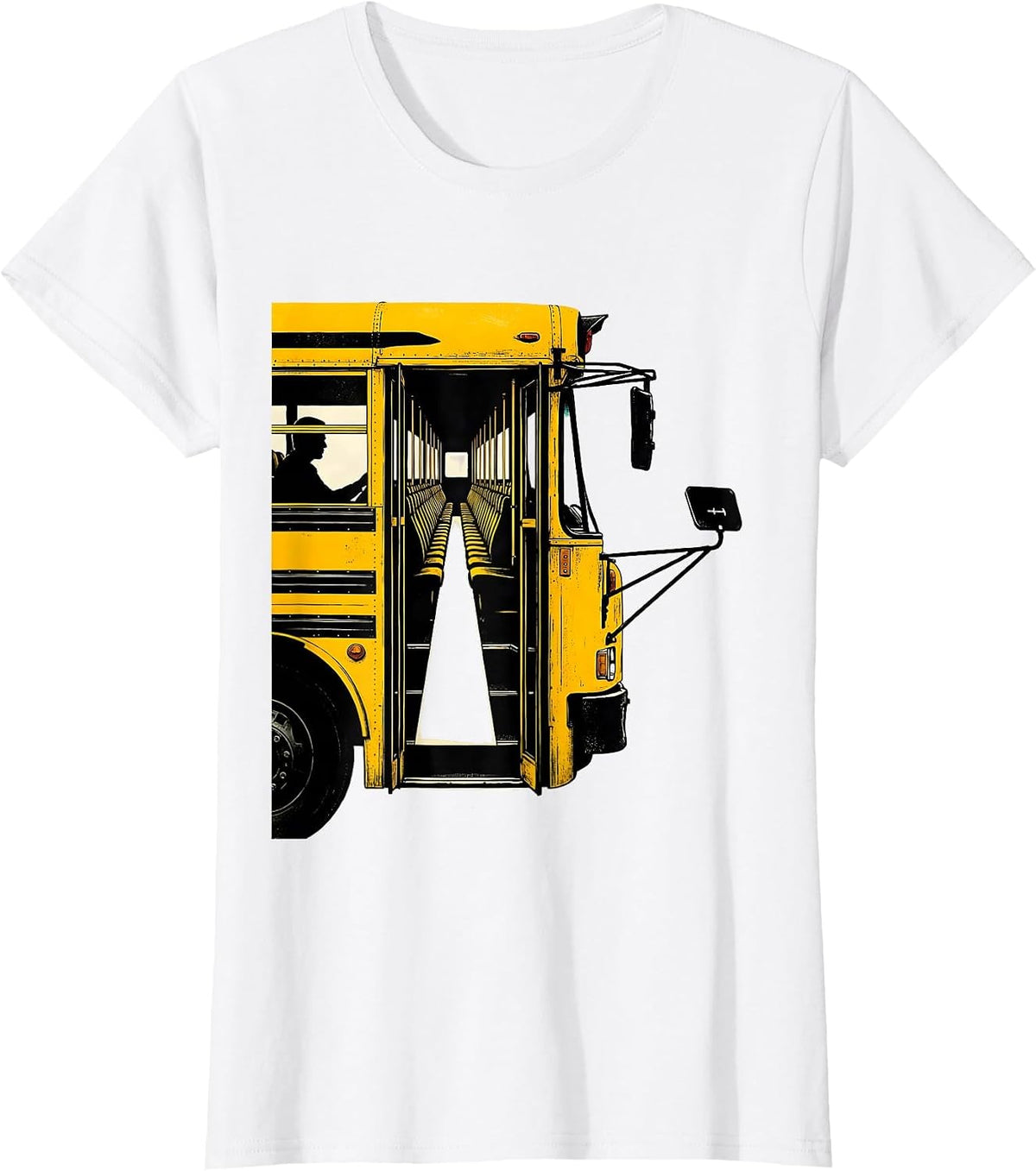 Women's School Bus Driver Appreciation Stencil Graphic Humor T-Shirt - White