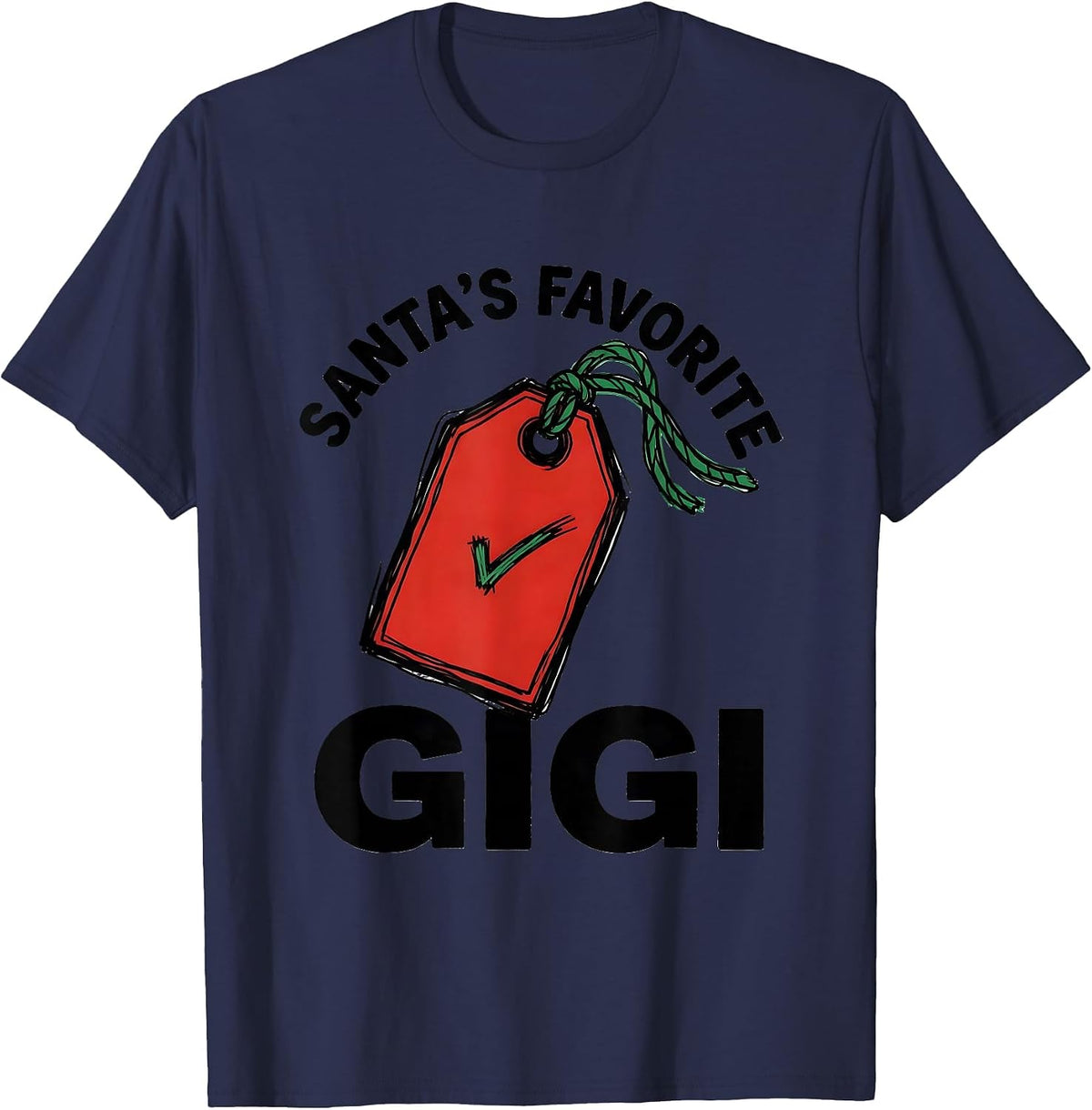 Men's Santa's Favorite Gigi Festive Family Matching Christmas T-Shirt - Navy Blue