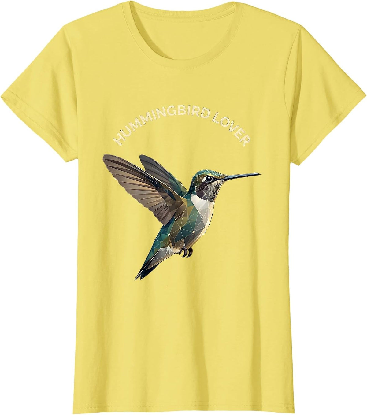 Hummingbird Lover Geometric Constellation Animal Line Art T-Shirt - Lemon Yellow