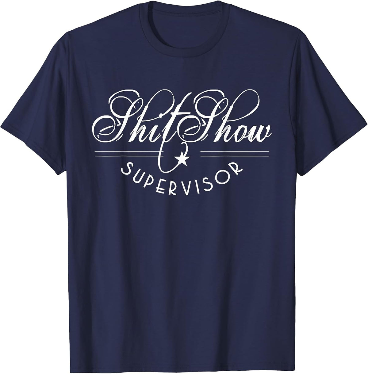Distressed Shitshow Supervisor Chaos Control T-Shirt - Navy Blue