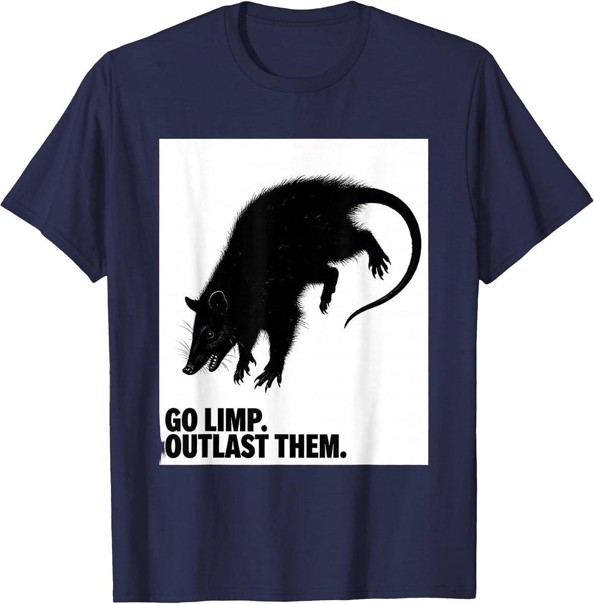 Go Limp Outlast Them Funny Opossum Animal Meme Humor T-Shirt - Navy Blue