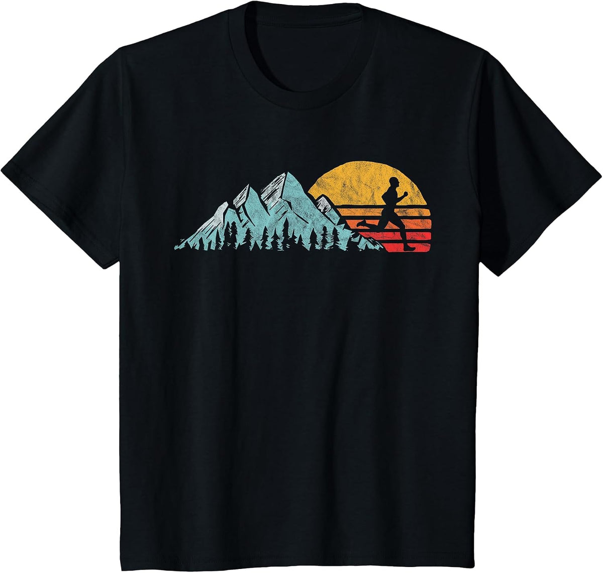 Mountain Runner - Retro Style Vintage Running T-Shirt T-Shirt - Black