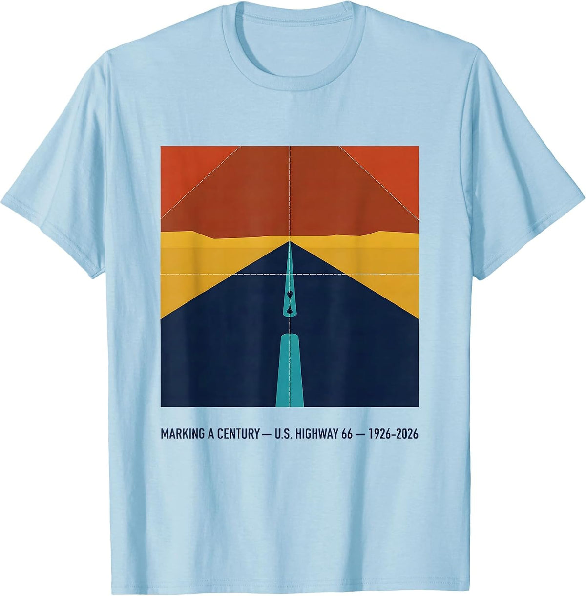 Men's Marking A Century — U.S. Highway 66 — 1926-2026 Vintage T-Shirt - Baby Blue