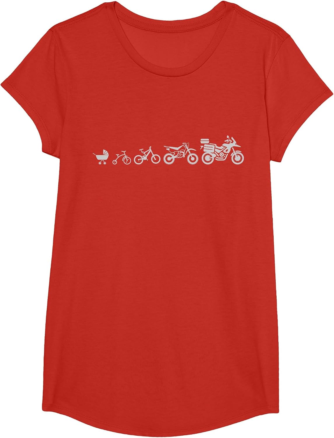 Evolution of Adventure Motorcycle T-Shirt T-Shirt - Girls Red