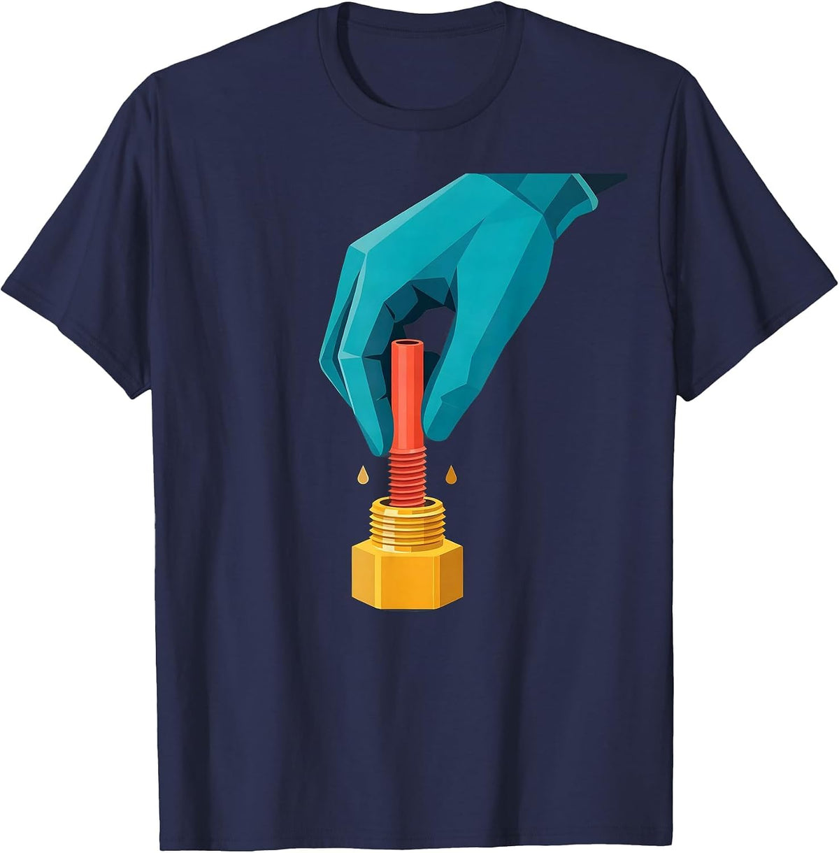 Men's Plumbing Pipe Joint Funny Plumber Pipefitter Humor T-Shirt - Navy Blue