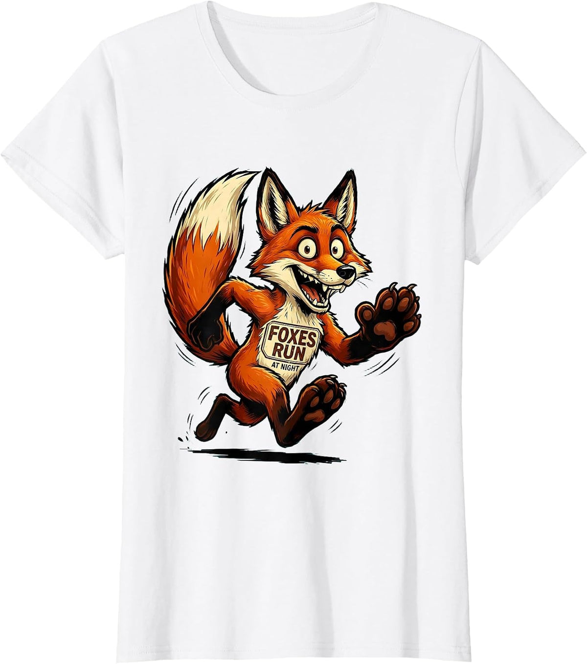 Foxes Run At Night Nocturnal Fox Design T-Shirt - White