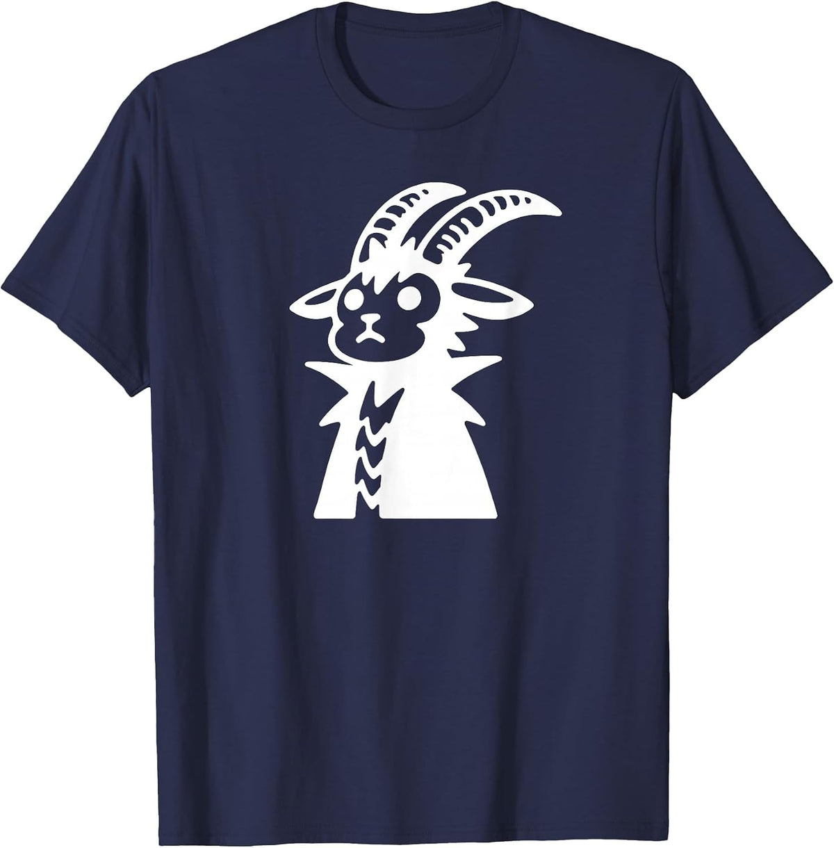 Punk Mountain Goat Cute Funny Silhouette Doodle T-Shirt - Navy Blue