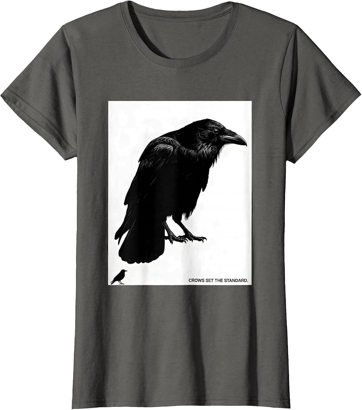 Women's Crows Set The Standard Funny Crow Lover Bird Humor T-Shirt - Asphalt Grey