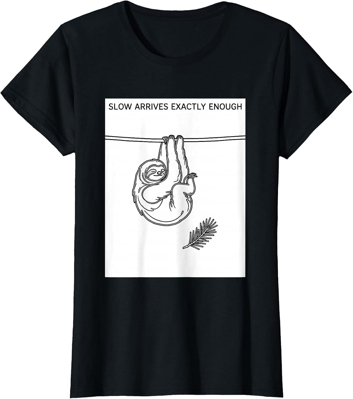Slow Arrives Exactly Enough Funny Sloth Lover Christmas T-Shirt - Black