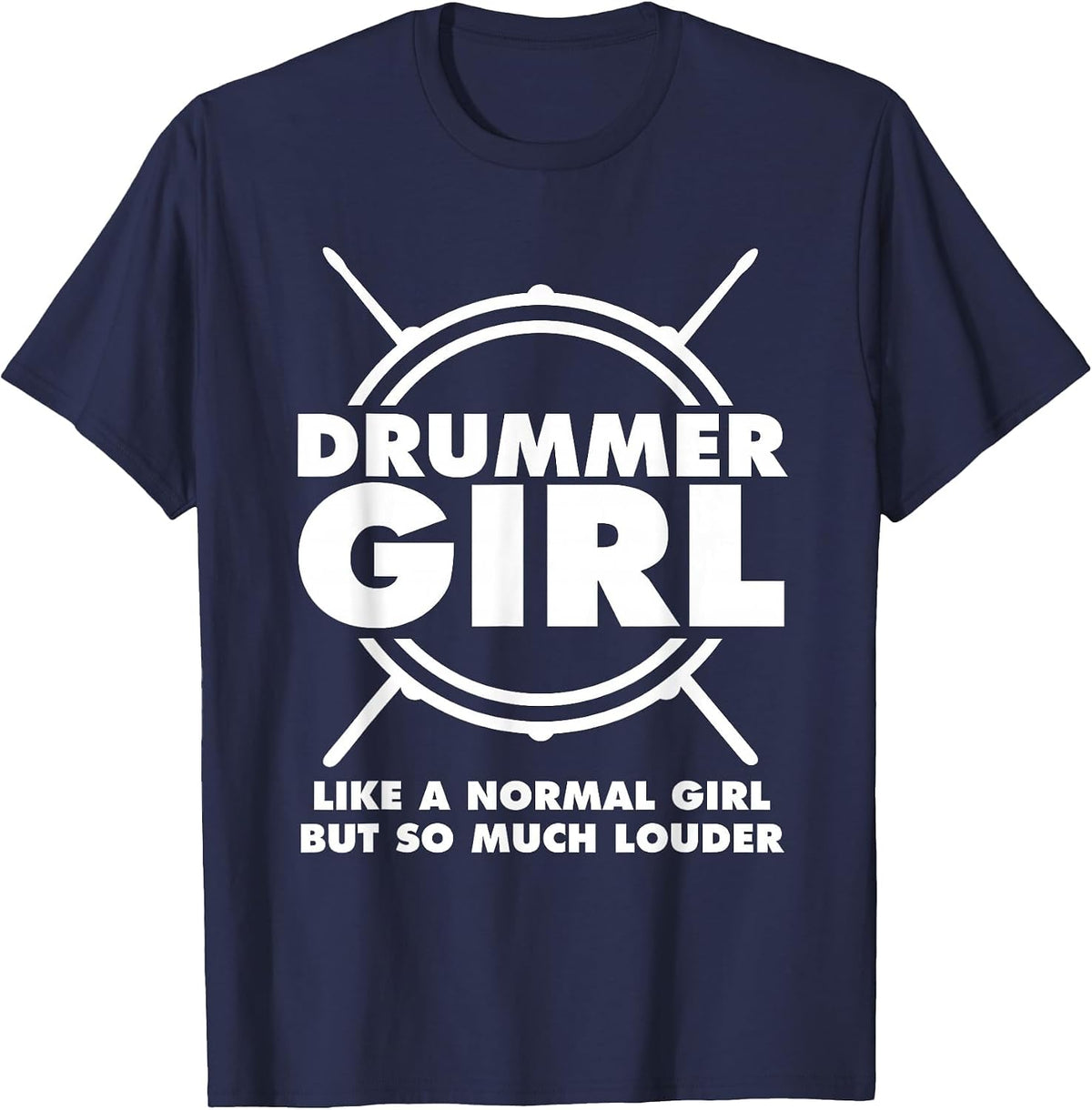Funny Drummer Art for Girls Women Drumming Drum Set Drummer T-Shirt - Navy Blue