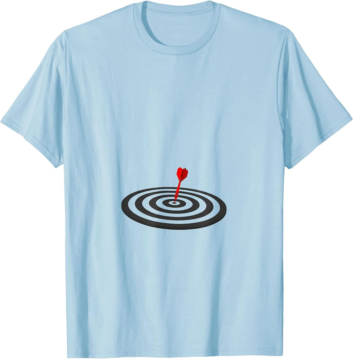 Men's Ring-and-Dart Minimalist Humor Target Shooting Gift T-Shirt - Baby Blue