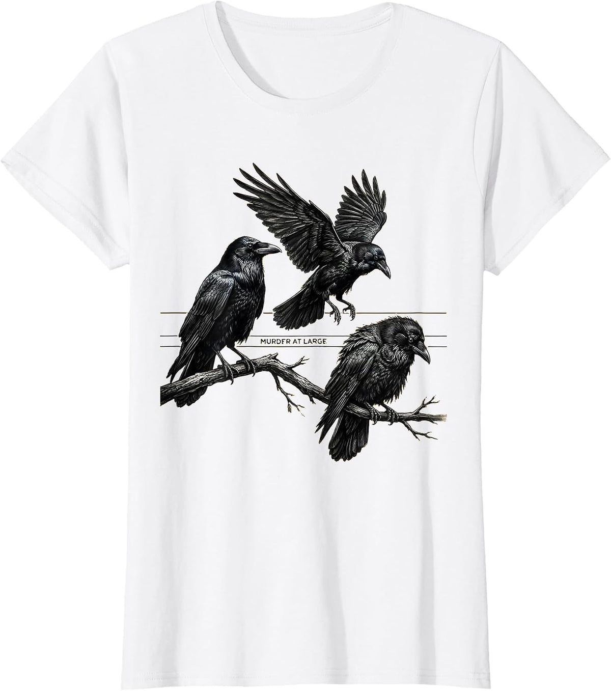 Murder At Large Funny Crow Lover Bird Humor Pun T-Shirt - White