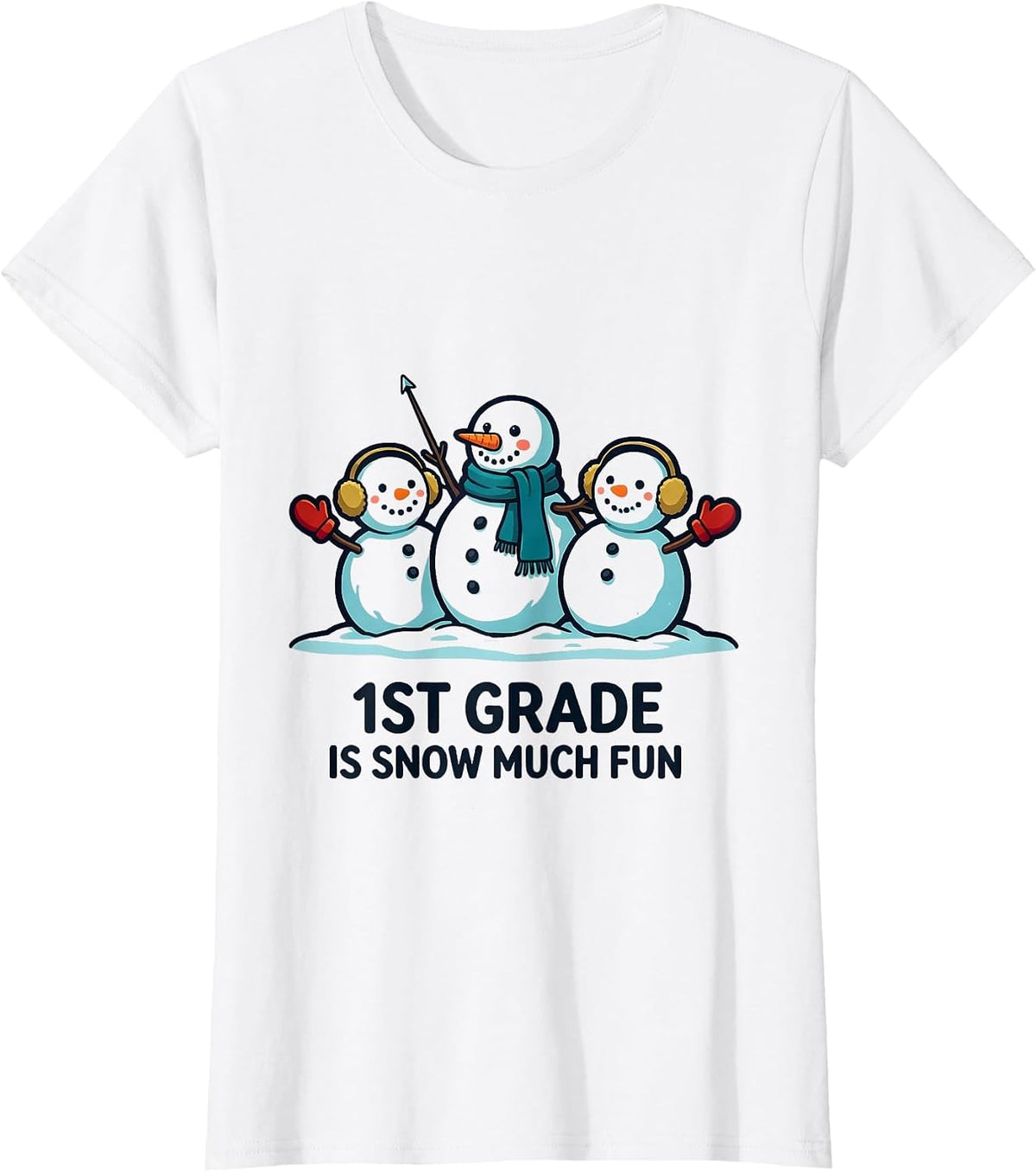 1st Grade Is Snow Much Fun Playful Teacher Christmas Pun T-Shirt - White