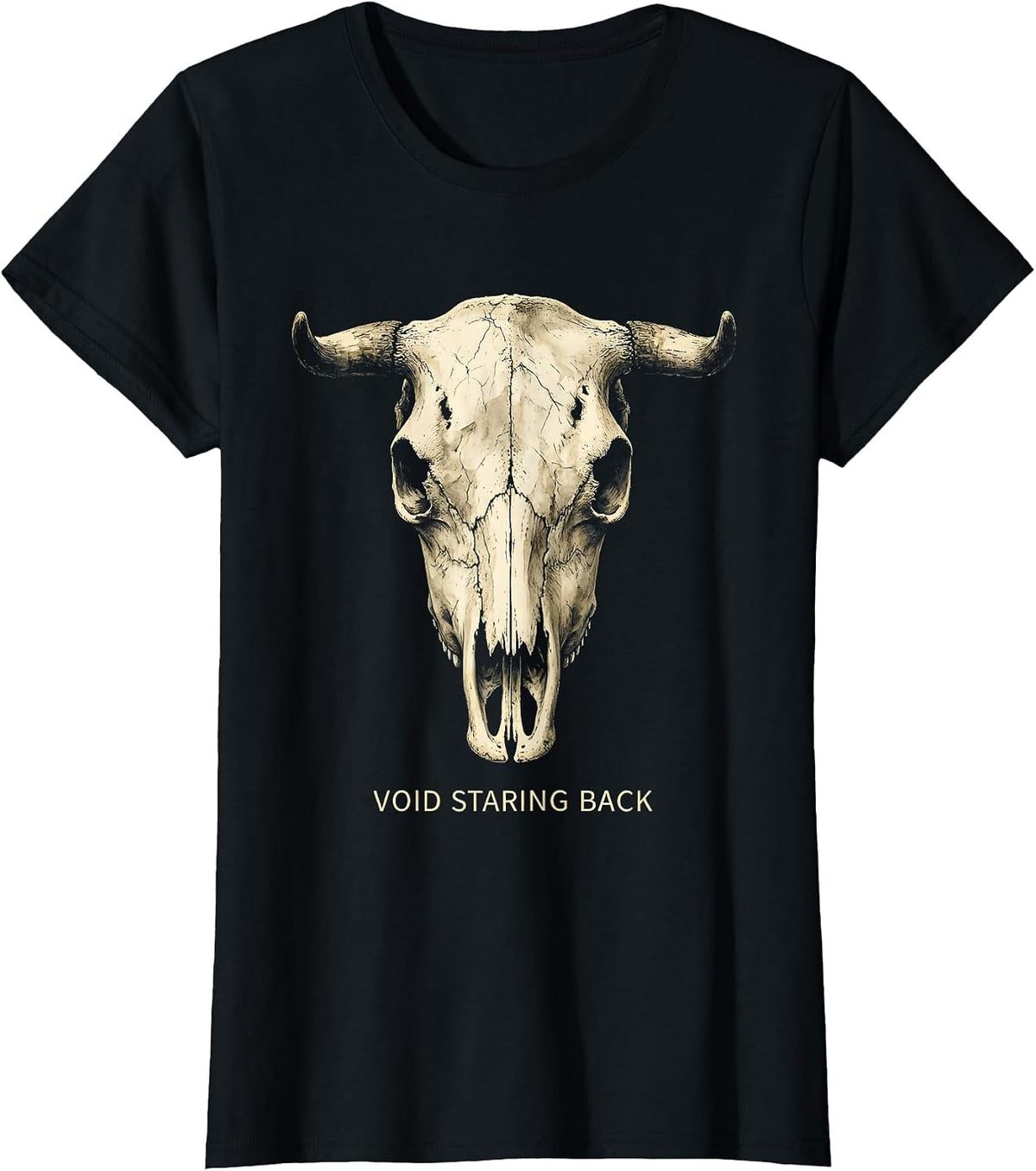 Void Staring Back Dark Philosophy Design T-Shirt - Black
