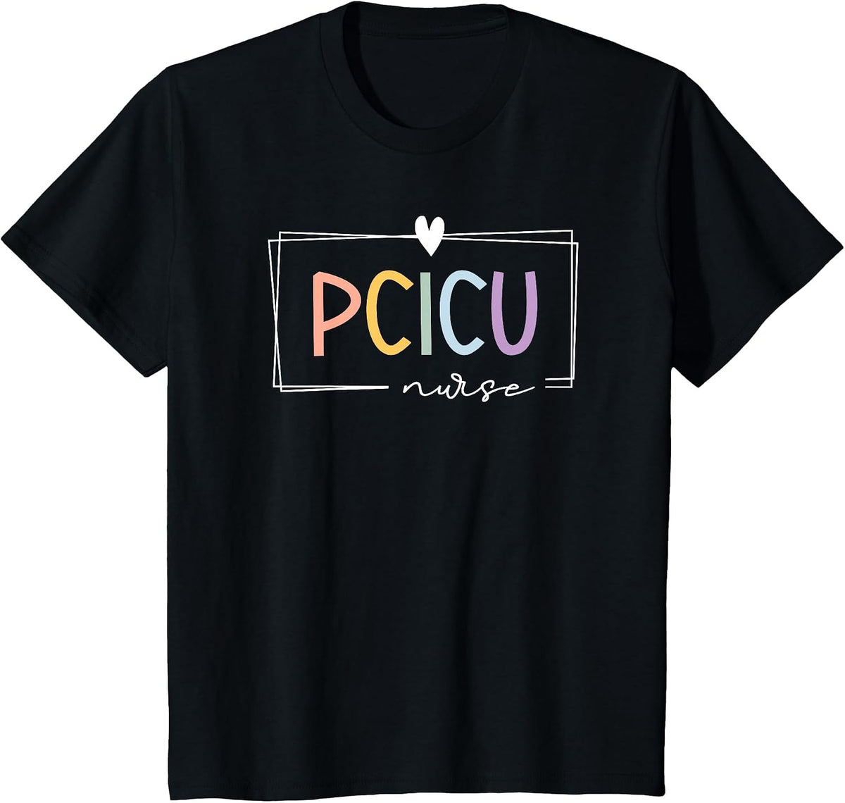 Retro PCICU Nurse ICU Pediatric Cardiac Rainbow Tiny Humans T-Shirt - Black
