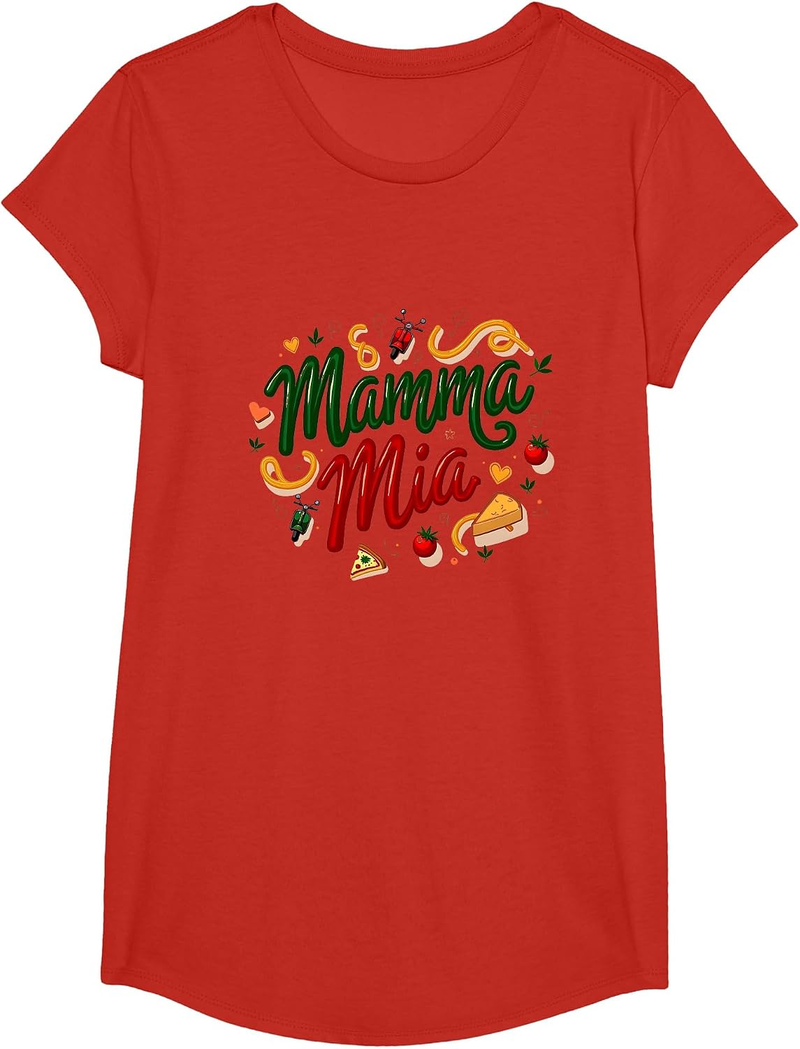 Mademark Italian & Italian-American T-Shirt - Girls Red-mamma Mia Italian Love Food Passion Nostalgic