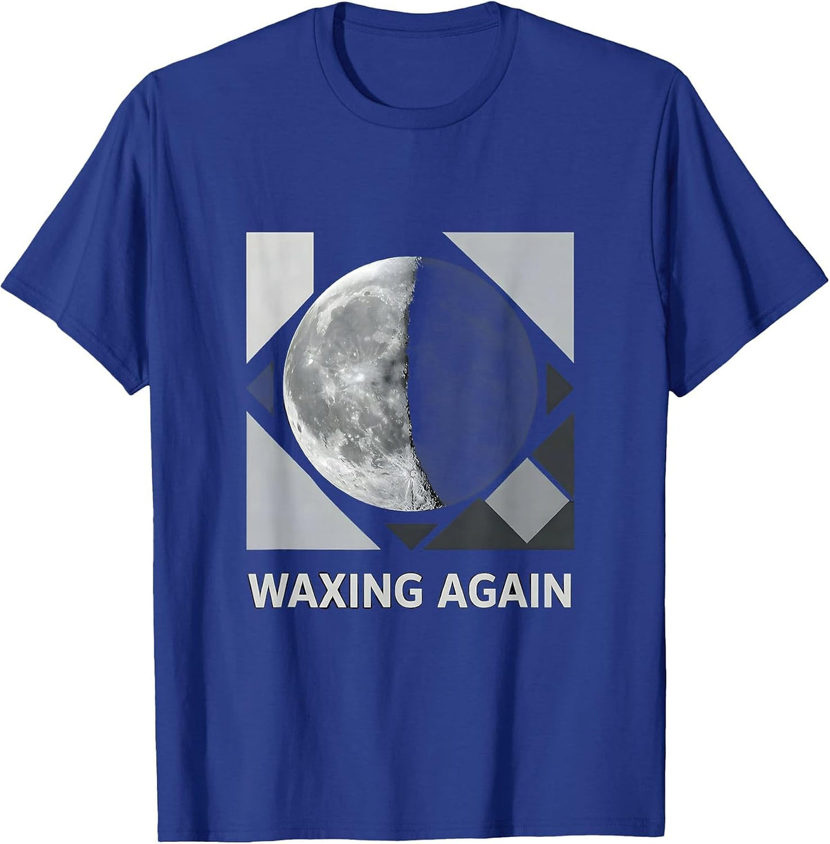 Waxing Again Boho Celestial Moon Phase Astrology T-Shirt - Royal Blue