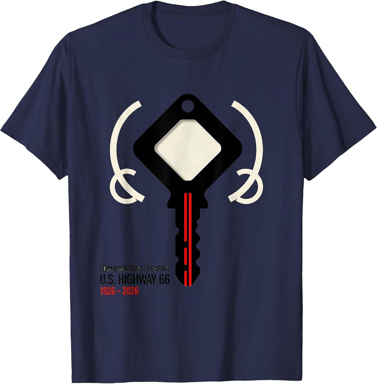 Men's Commemorating A Century — U.S. Highway 66 — 1926-2026 T-Shirt - Navy Blue
