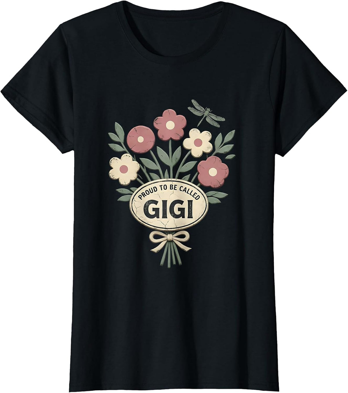 Proud To Be Called Gigi Floral Boho Grandma Mother's Day T-Shirt - Black