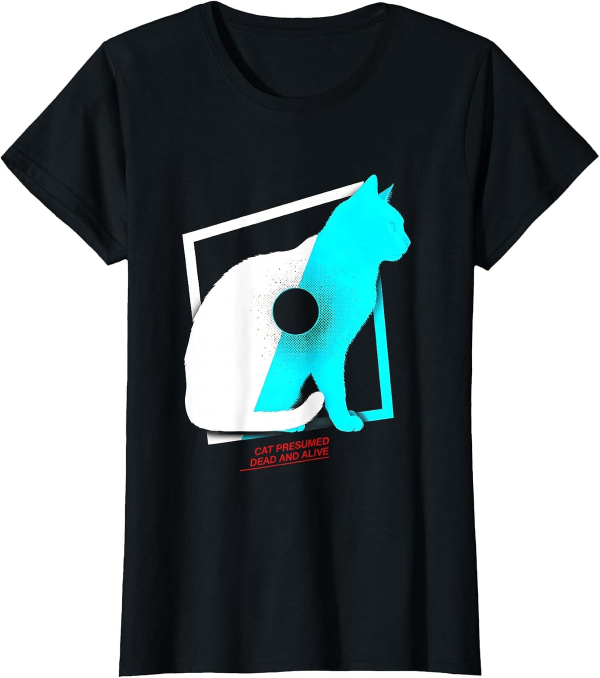 Cat Presumed Dead And Alive Funny Science Physics Student T-Shirt - Black