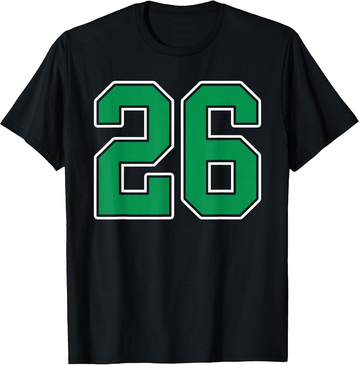 Kelly Green White Number 26 Jersey Player Uniform #26 T-Shirt - Black