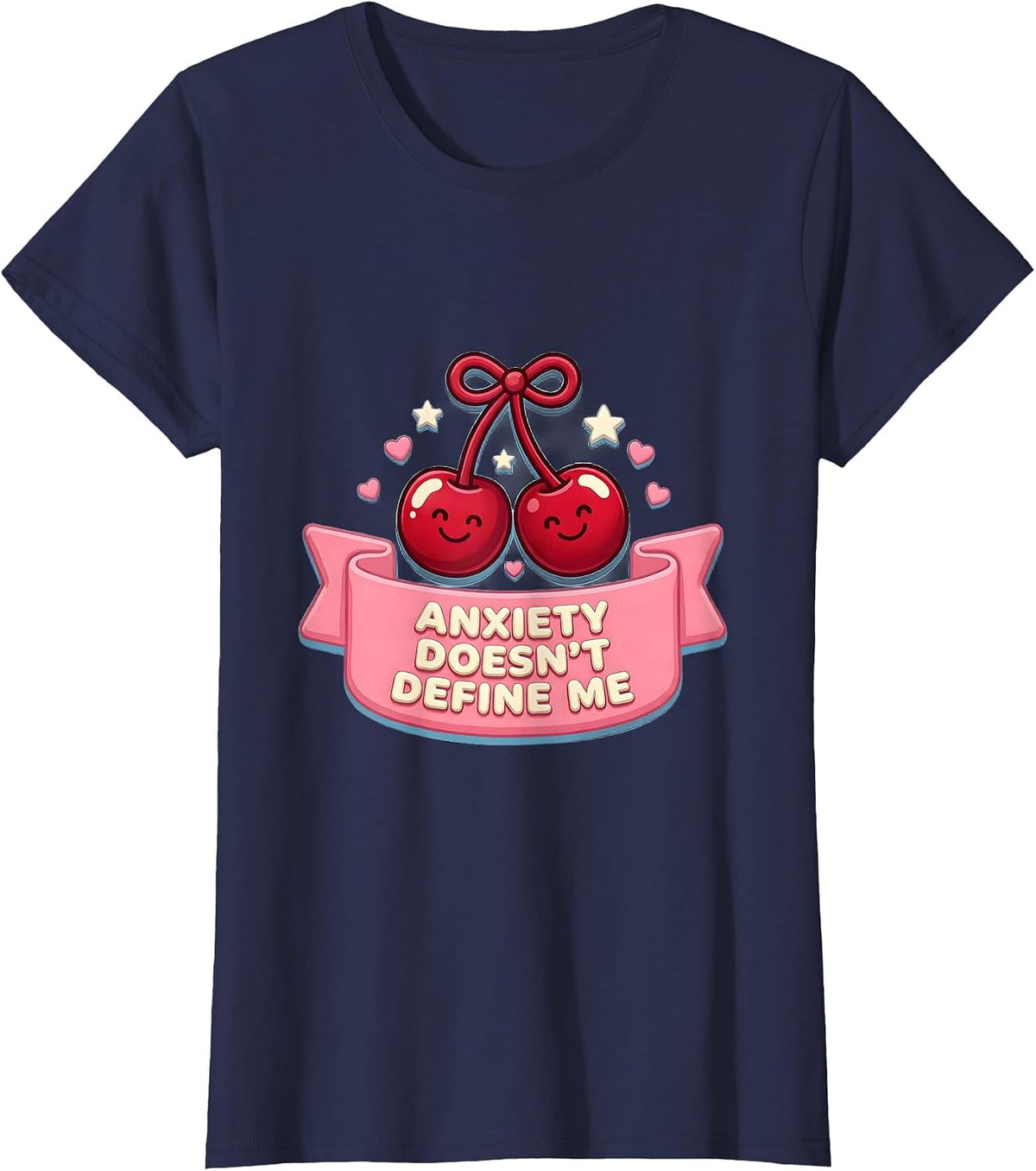 Women's Anxiety Doesn't Define Me Mental Health Design T-Shirt - Navy Blue