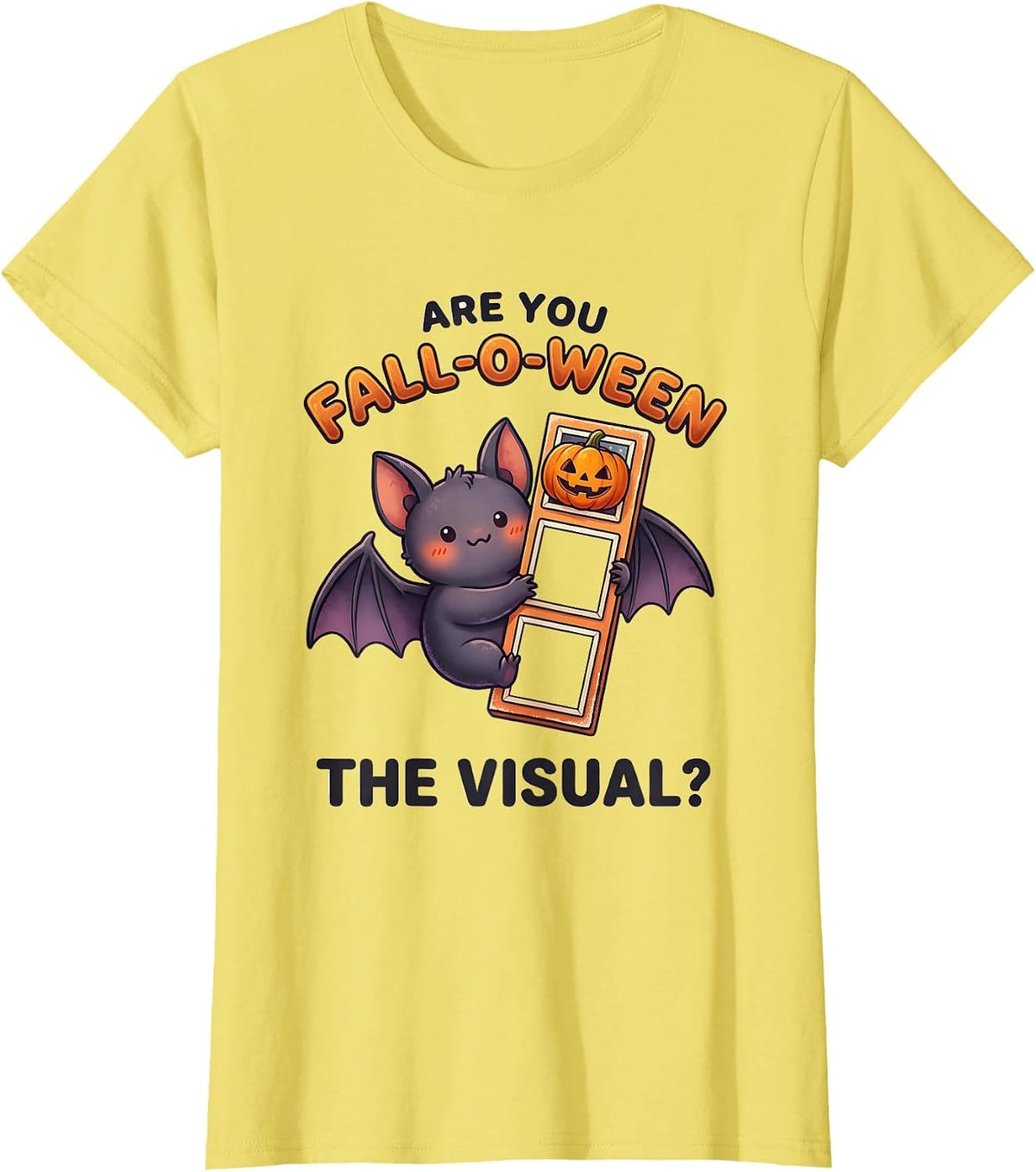 Women's Are You Fall-O-Ween The Visual Cute Kawaii Teacher Halloween T-Shirt - Lemon Yellow