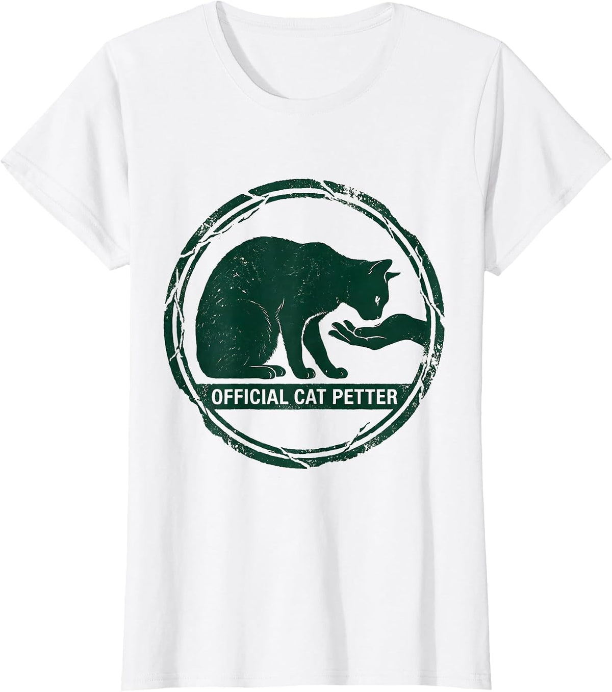 Women's Official Cat Petter Rubber Stamp Funny Cat Lover Gift T-Shirt - White