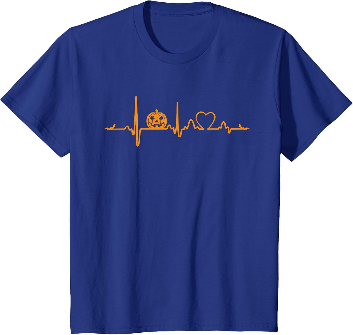 Pumpkin Heartbeat Halloween T-Shirt - Royal Blue