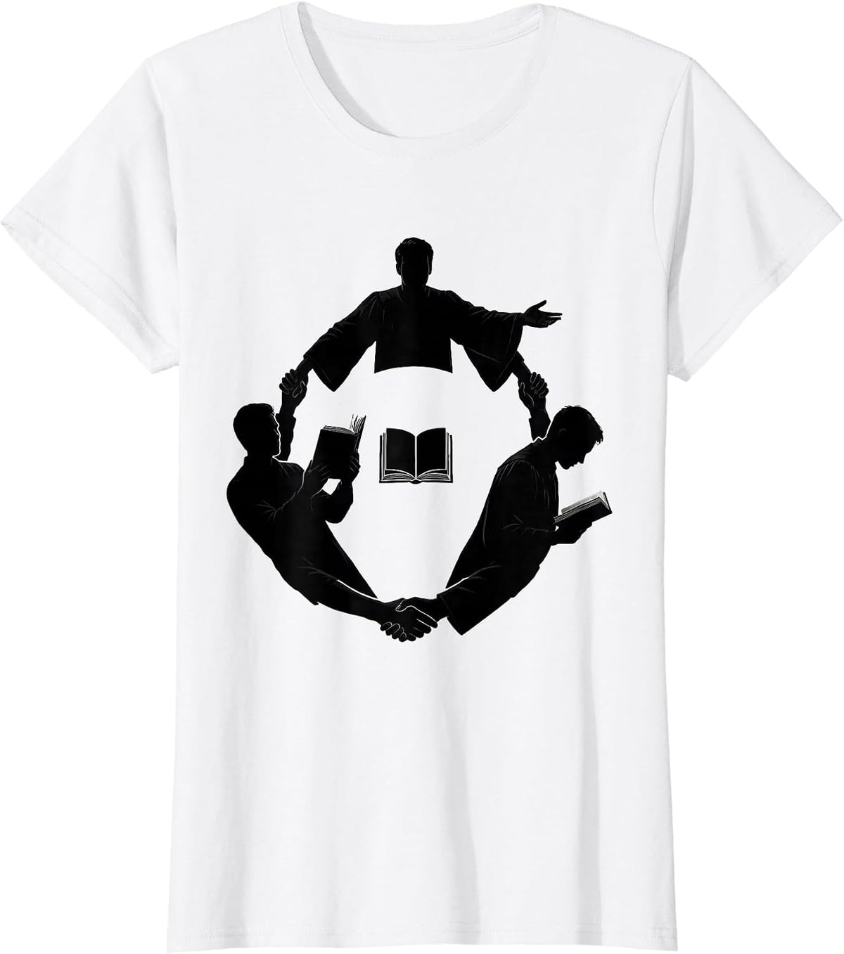 Women's Three Silhouettes Unity Circle Black History Month Heritage T-Shirt - White